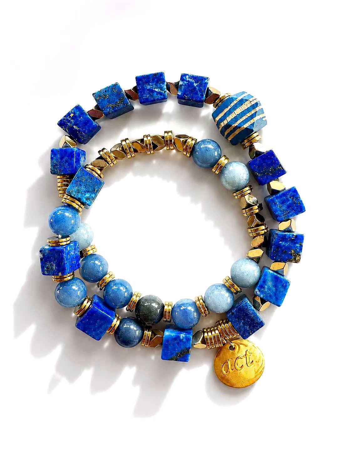 Lapis blue and gold crystal bracelet